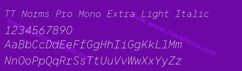 TT Norms Pro Mono Extra Light ItalicPreview TT Norms Pro Mono Extra Light ItalicPreview