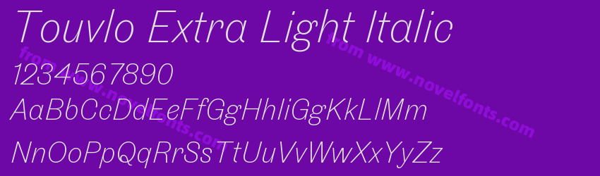 Touvlo Extra Light ItalicPreview Touvlo Extra Light ItalicPreview