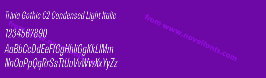 Trivia Gothic C2 Condensed Light ItalicPreview Trivia Gothic C2 Condensed Light ItalicPreview