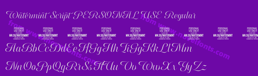 Watermint Script PERSONAL USE RegularPreview Watermint Script PERSONAL USE RegularPreview