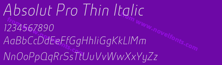 Absolut Pro Thin ItalicPreview Absolut Pro Thin ItalicPreview