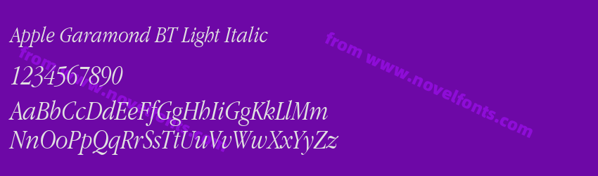 Apple Garamond BT Light ItalicPreview