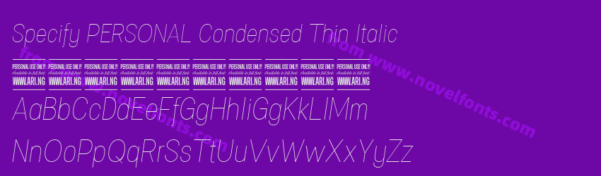 Specify PERSONAL Condensed Thin ItalicPreview