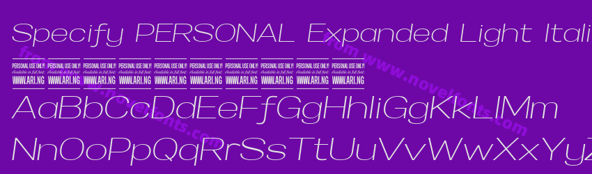 Specify PERSONAL Expanded Light ItalicPreview