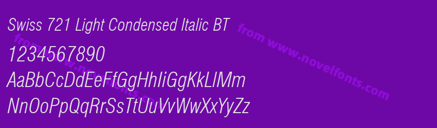 Swiss 721 Light Condensed Italic BTPreview