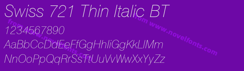 Swiss 721 Thin Italic BTPreview