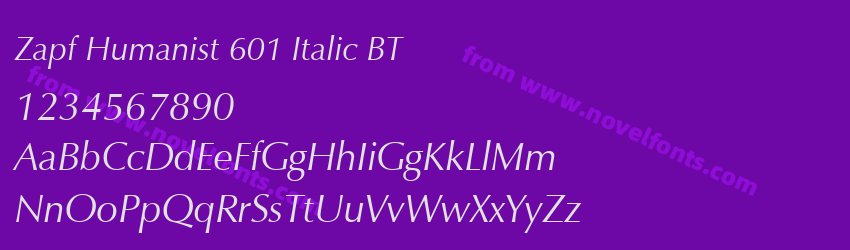 Zapf Humanist 601 Italic BTPreview