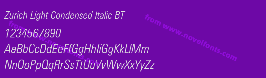 Zurich Light Condensed Italic BTPreview