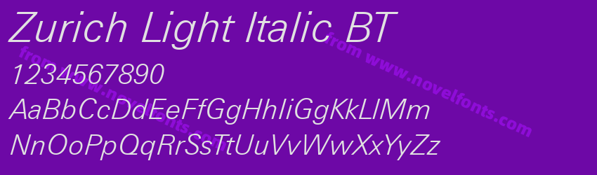 Zurich Light Italic BTPreview