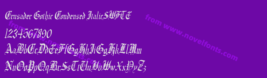 Crusader Gothic Condensed ItalicSWFTEPreview