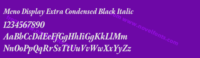 Meno Display Extra Condensed Black ItalicPreview