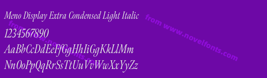 Meno Display Extra Condensed Light ItalicPreview