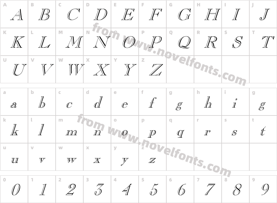 Chopin-ItalicCharacter Map