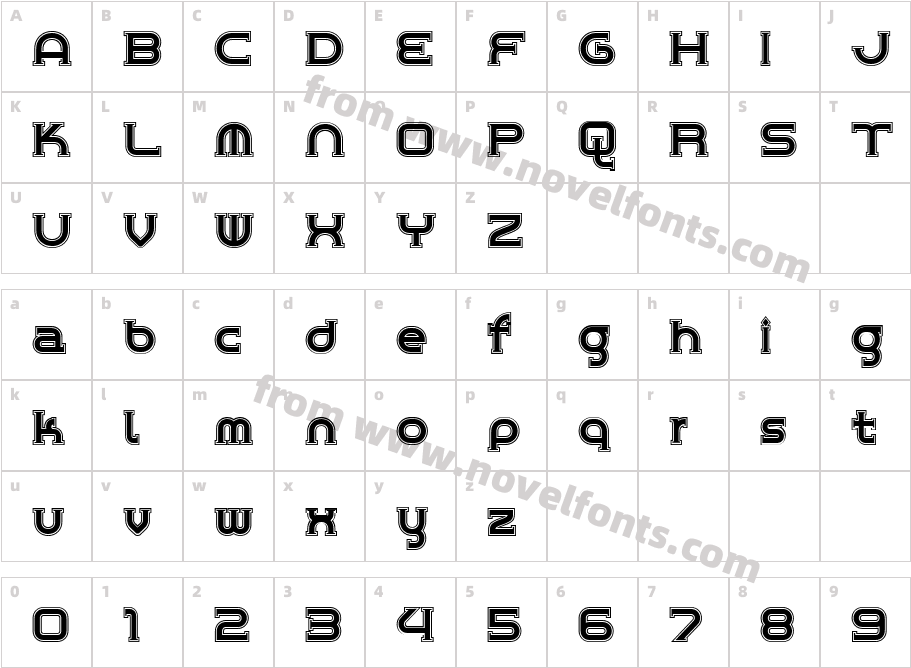 Chrome Yellow Inline NFCharacter Map