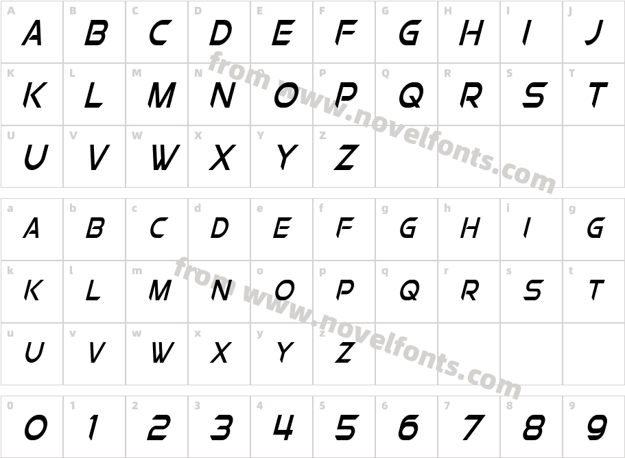 Chromia Supercap Condensed ItalicCharacter Map