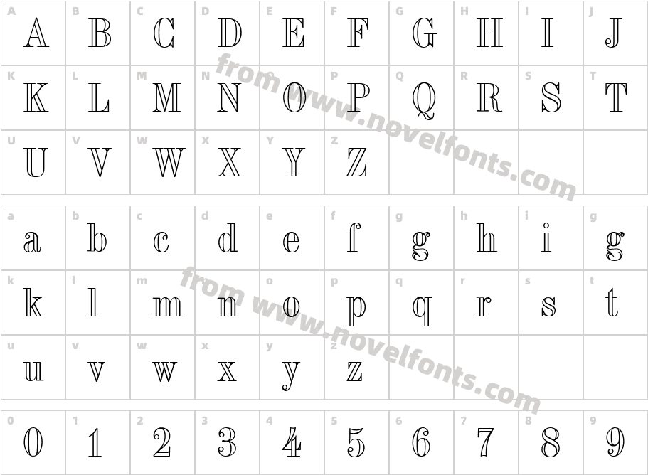 CgTorinoOutlineCharacter Map