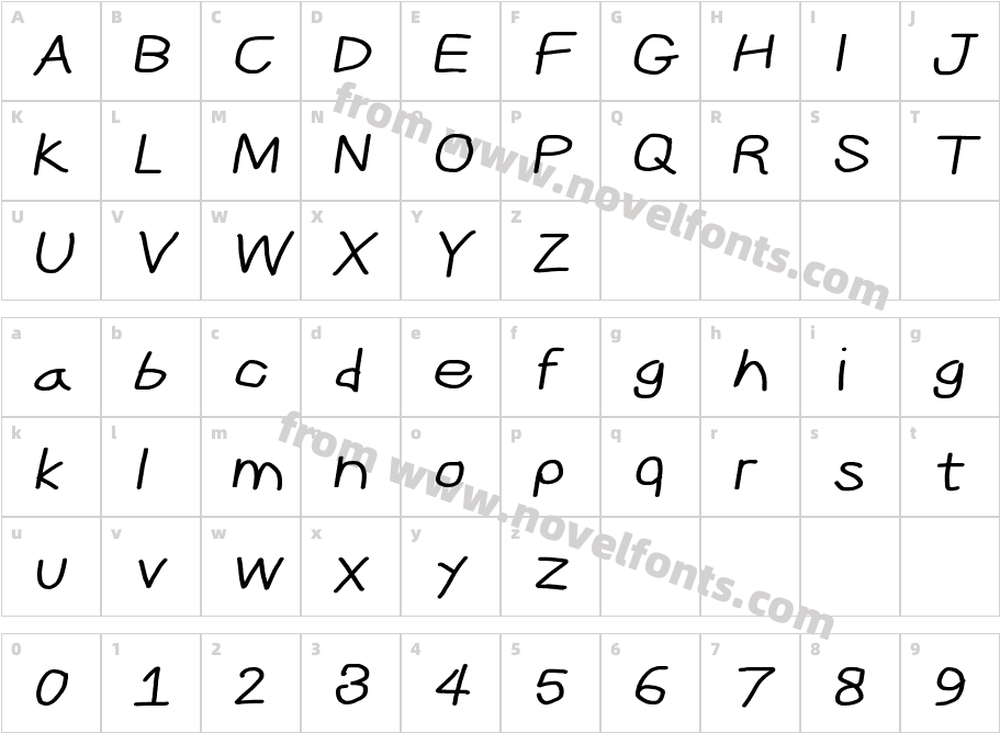 CiSf OpenHand Bold Extended ObliqueCharacter Map