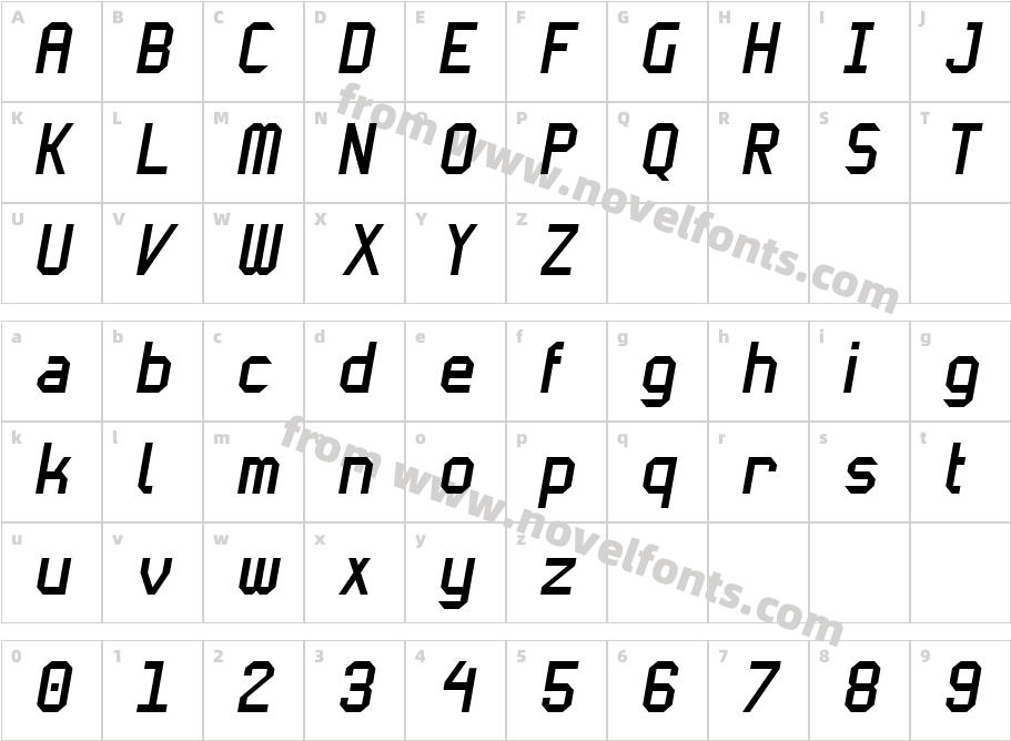 Cinema Gothic NBP ItalicCharacter Map