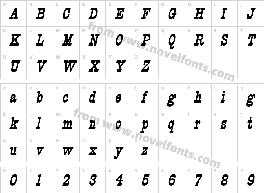 Circus BoldItalicCharacter Map