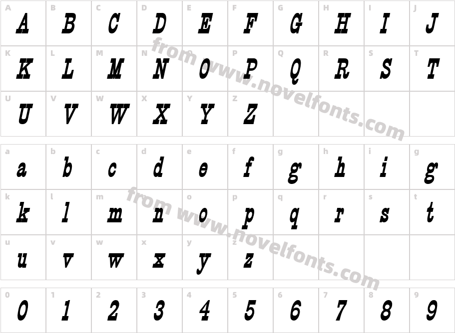 Circus Thin BoldItalicCharacter Map