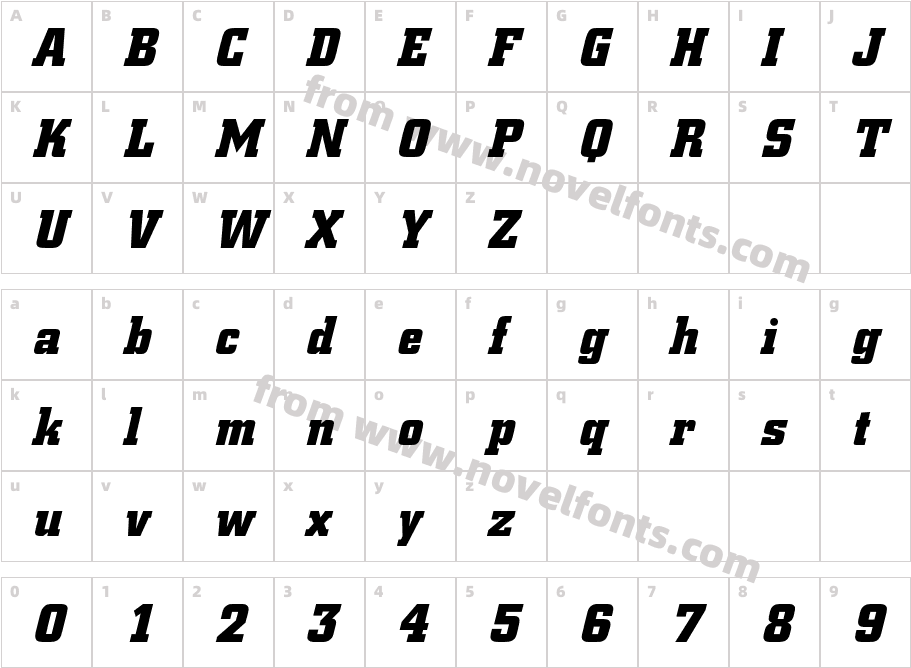 CityBQ-BoldItalicCharacter Map