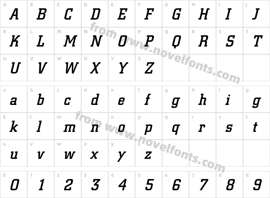 CityBQ-MediumItalicCharacter Map