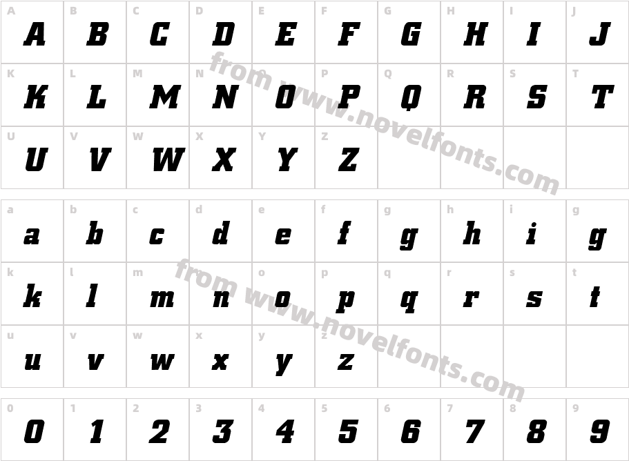 Civic Black ItalicCharacter Map