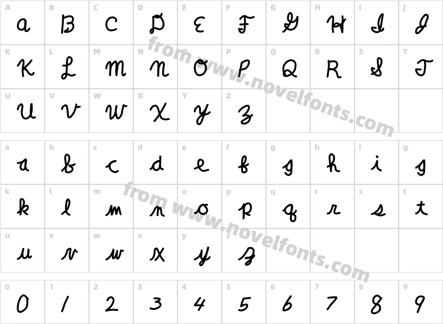 Clara Lee CursiveCharacter Map