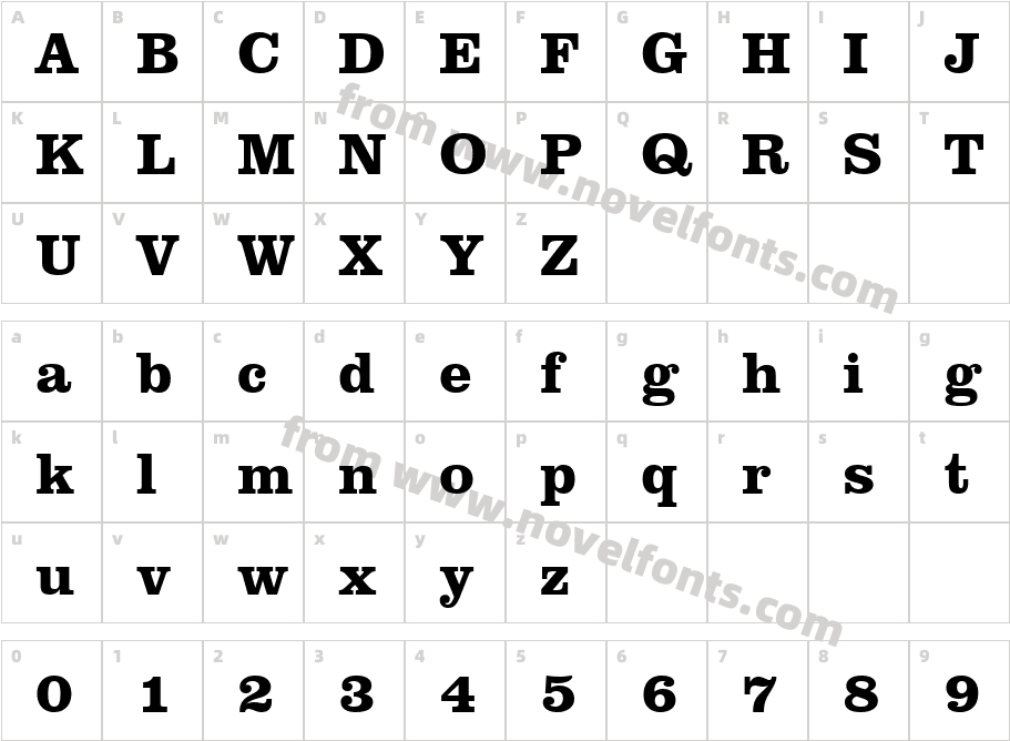 Clarendon Bold BTCharacter Map