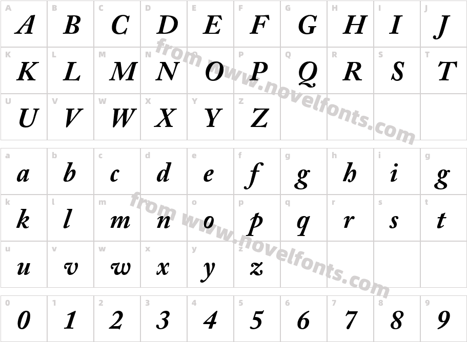 ACaslonPro-BoldItalicCharacter Map