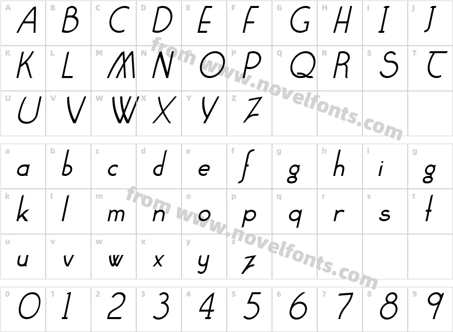 Claritty_ItalicCharacter Map