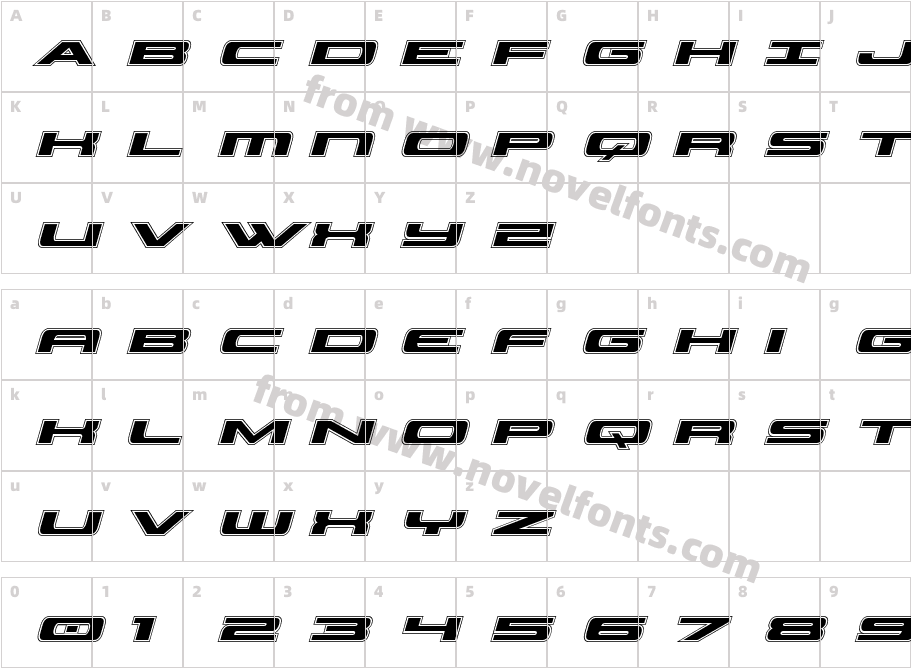 Classic Cobra Academy ItalicCharacter Map