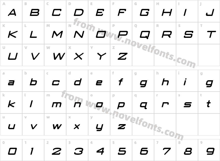 Classic Robot ItalicCharacter Map