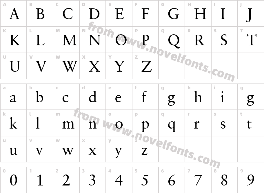 ClassicalGaramondBT-RomanCharacter Map