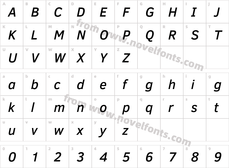 Clear Sans Medium ItalicCharacter Map