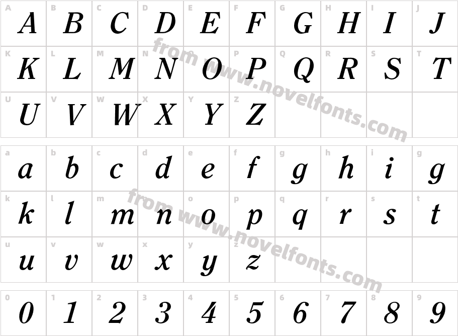 ClearfaceBoldItalicCharacter Map