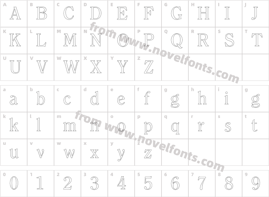 ClearfaceOutlineCharacter Map