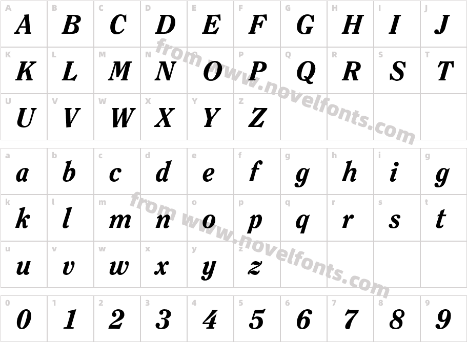 ClearfaceStd-HeavyItalicCharacter Map