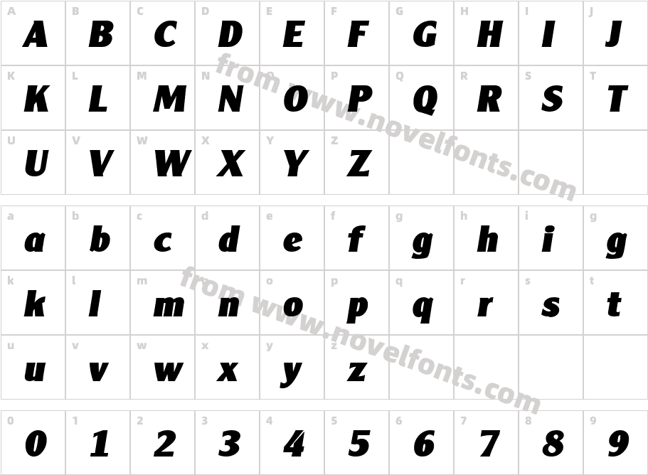 Clearly Gothic Heavy ItalicCharacter Map