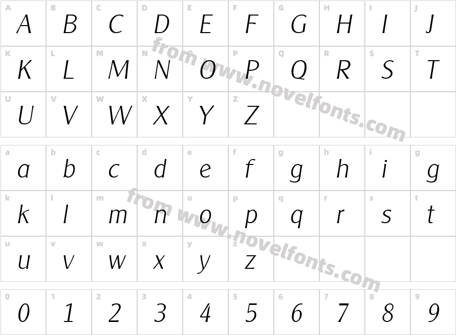 Clearly Gothic Light ItalicCharacter Map