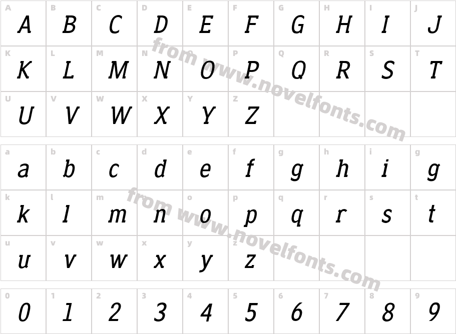 Clique-SerifObliqueCharacter Map