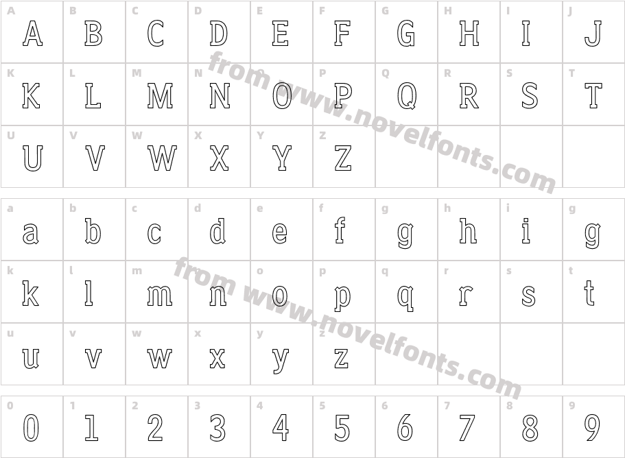 Clique-SerifOutlineBoldCharacter Map