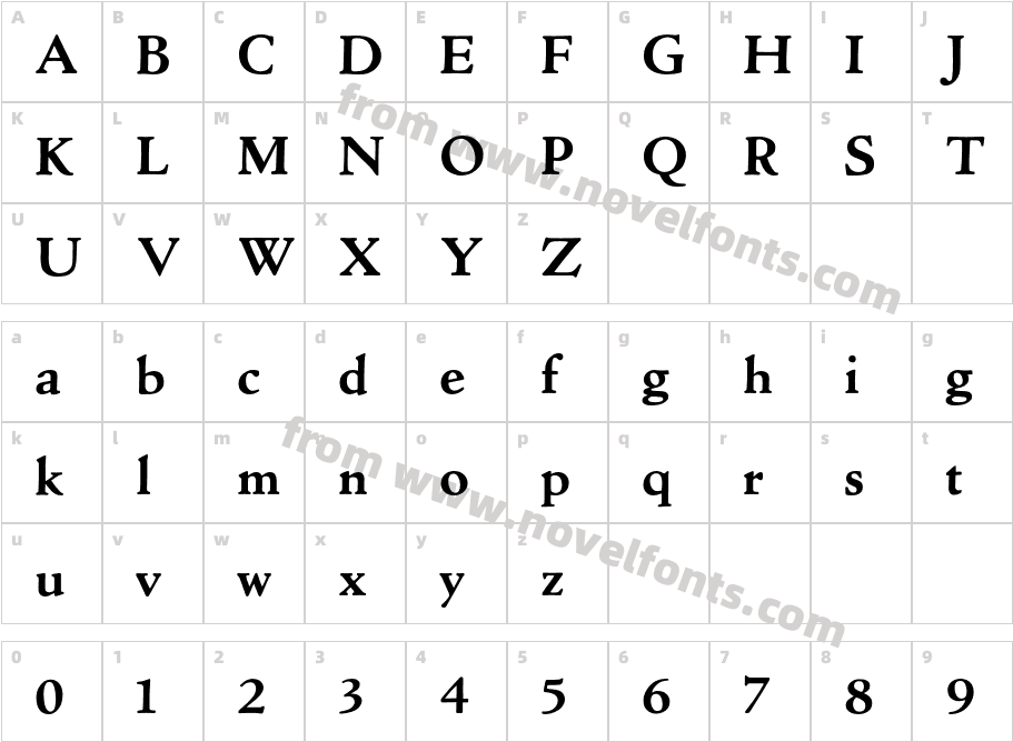 CloisterBoldRomanCharacter Map