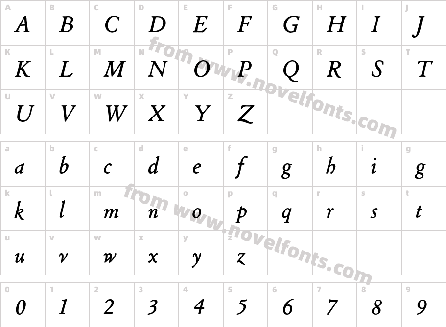 CloisterItalicCharacter Map