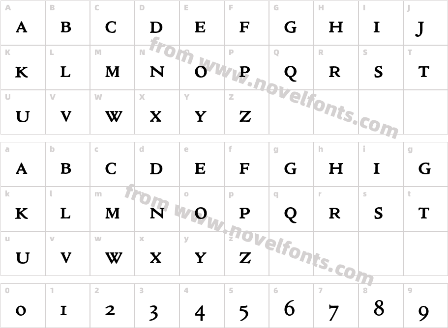 CloisterSmallCapsCharacter Map