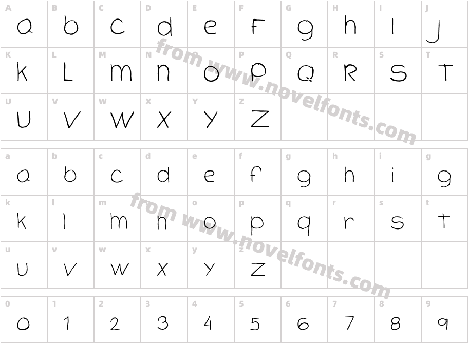 CloutierScript RegularCharacter Map