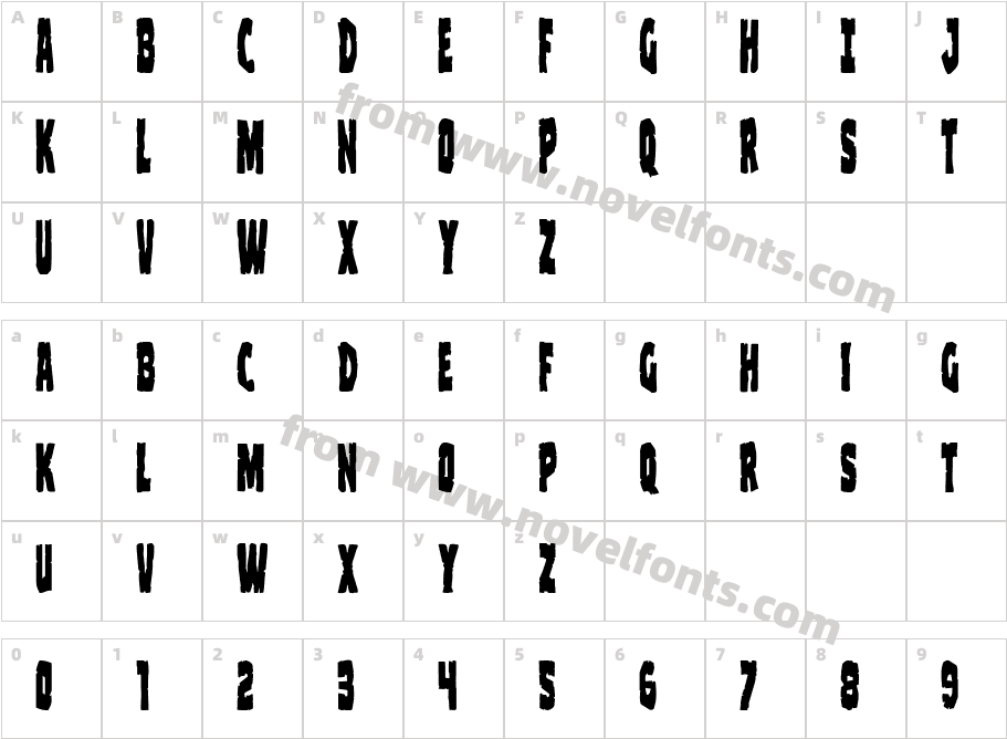 Clubber Lang CondensedCharacter Map