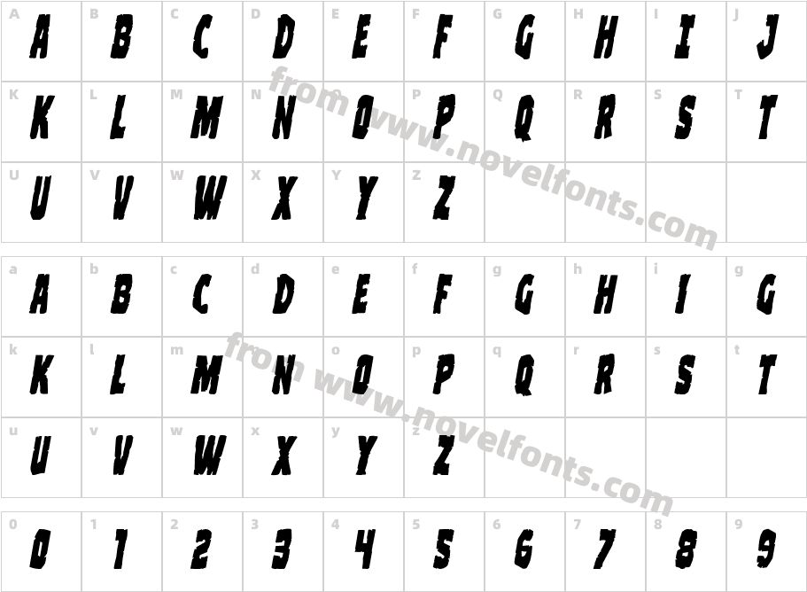 Clubber Lang ItalicCharacter Map