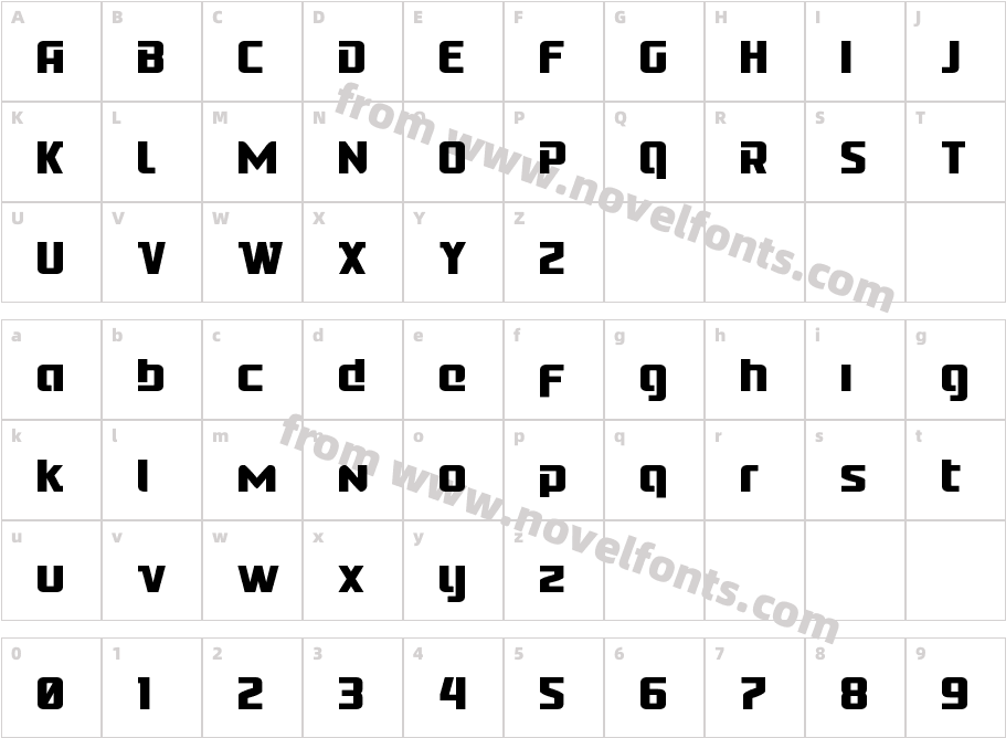 Cobalt Alien CondensedCharacter Map