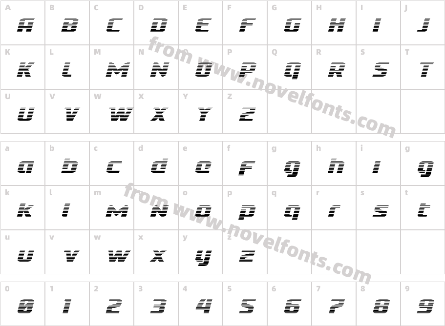 Cobalt Alien Gradient ItalicCharacter Map